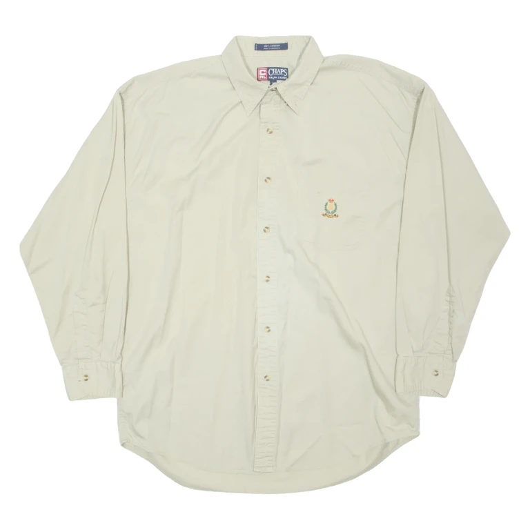 CHAPS RALPH LAUREN Mens Plain Shirt Beige Long Sleeve L