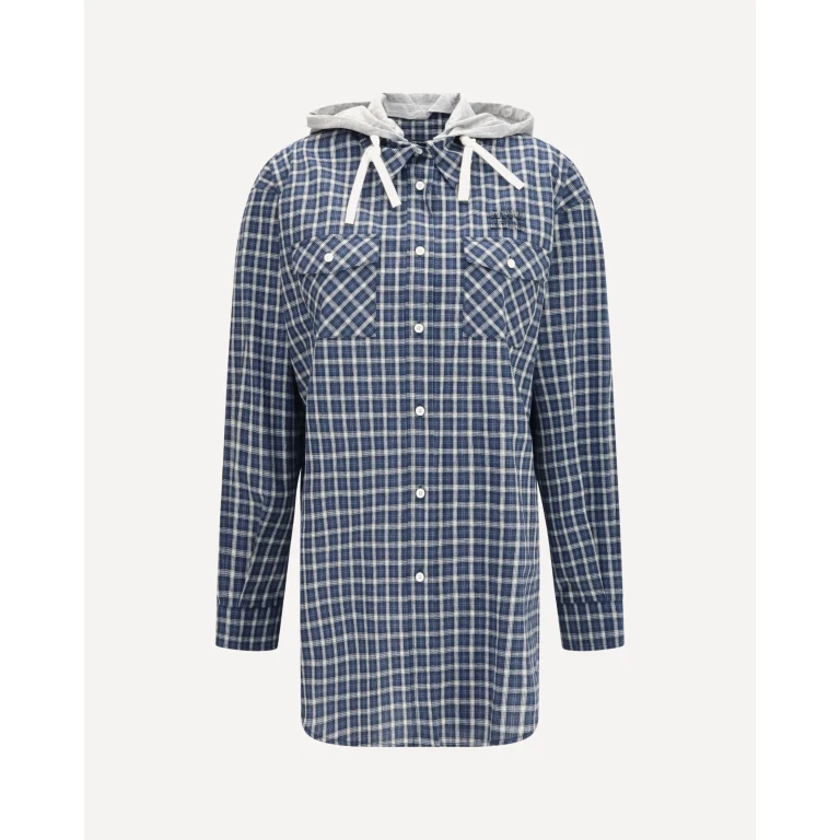 Checked Hooded Shirt Female 38