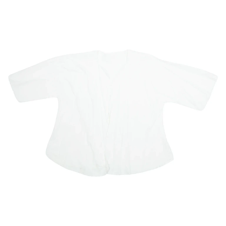 Womens Kimono Blouse White 3/4 Sleeve M