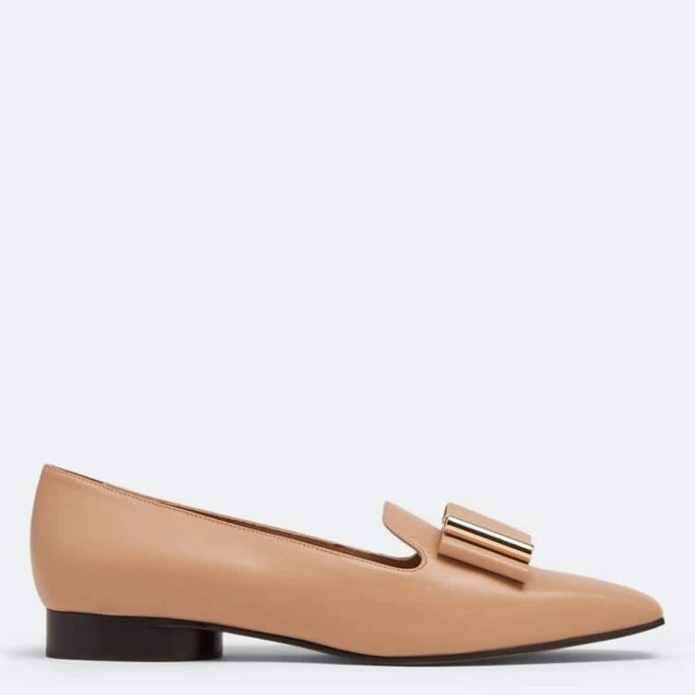 Ferragamo Leda Nappa Leather Loafers, Size 7 C