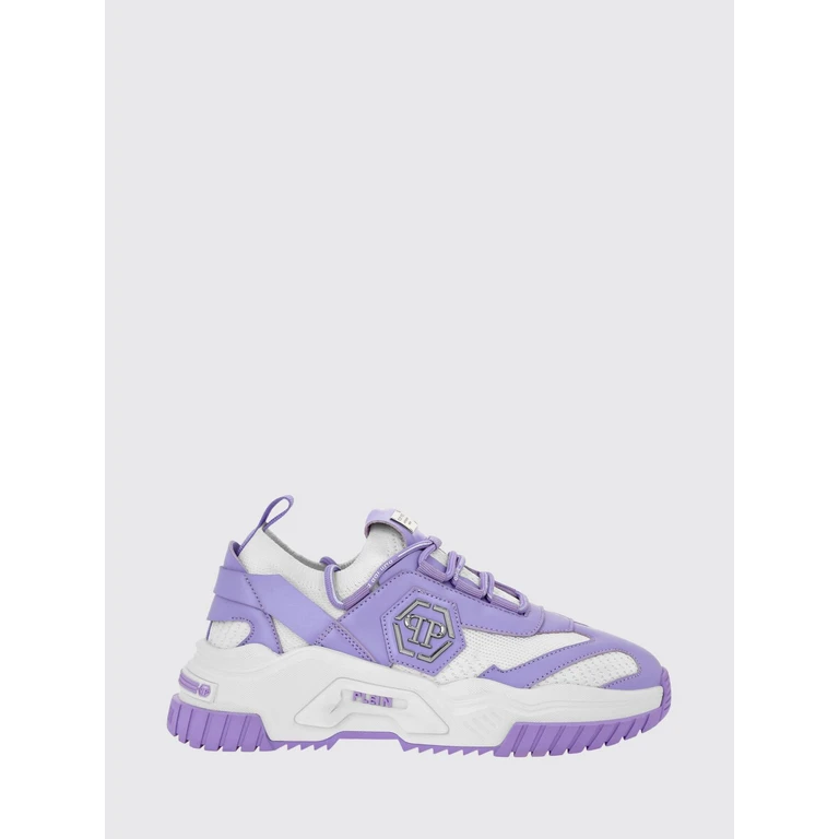 Low-Top Sneakers in Crochet Knit with Bicolour Monogram Pattern (UAESUSC0882PTE003N0173)