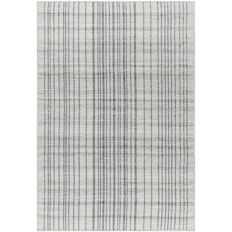 Nissa Gray Blue Checkered Wool Rug