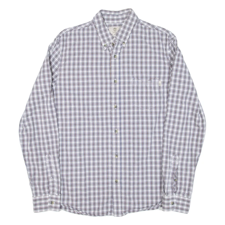 TIMBERLAND Mens Shirt Grey Check Long Sleeve L