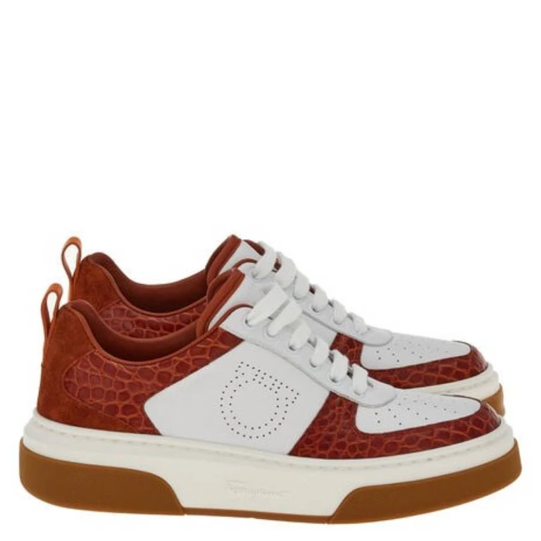 Cassina Croc-Embossed Leather Sneakers, Size 7 C