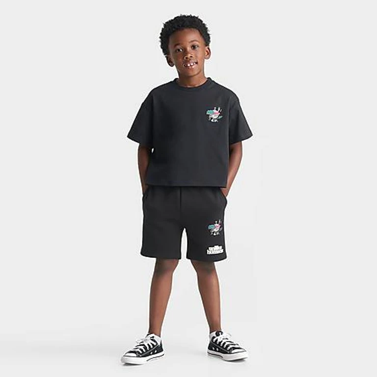 Little Kids Summer Party T-Shirt and Shorts Set in Black Size: 4
