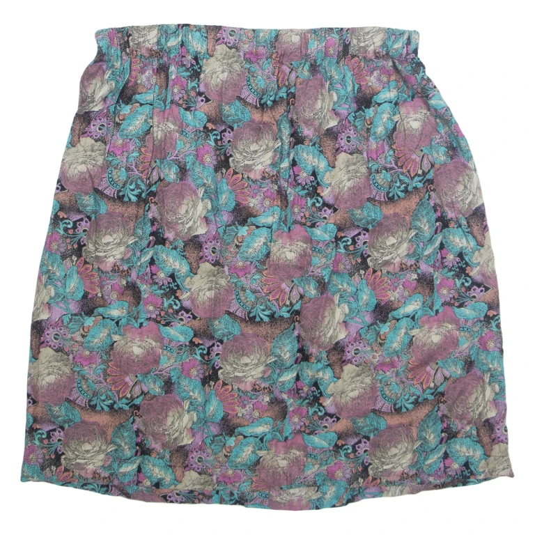 Womens Straight Skirt Blue Knee Length Floral L
