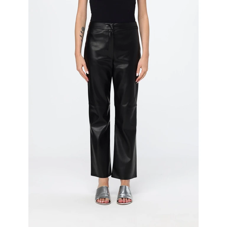 Sublime Flared Mid-Rise Trousers in Smooth Calfskin Leather (2629786041600006)