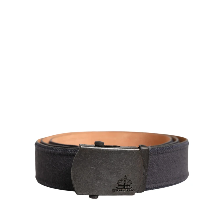 Black Wool Cotton Logo Metal Buckle Belt Nylon - Women
