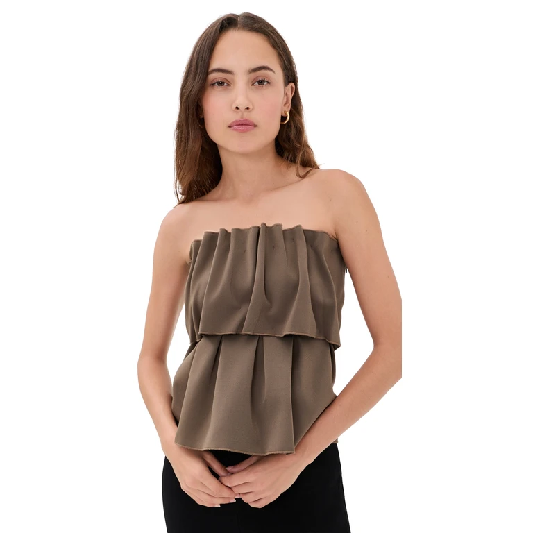 House of Dagmar Sculpted Tube Top Dark Olive Green 34