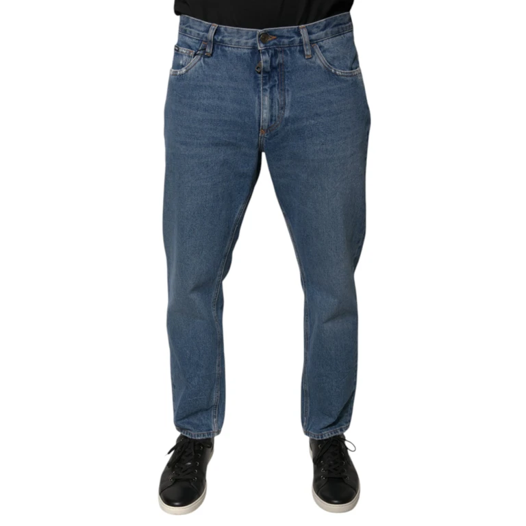 Dolce & Gabbana Blue Cotton Logo Men Loose Denim Jeans Clothing - Men