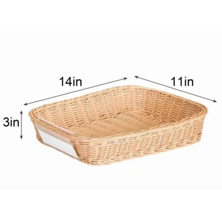 Shallow Classroom Storage Basket - Wide Woven Shelf Bin (14" x 11" x 3") - 4 Pack