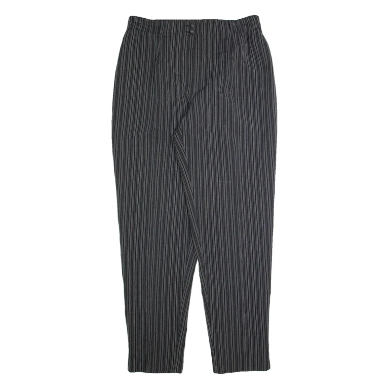 NIENHAUS & LOTZ Striped Womens Trousers Grey Regular Tapered 90s W32 L30