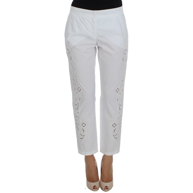 Dolce & Gabbana White Floral Cutout Dress Sicily Pants Cotton - Women