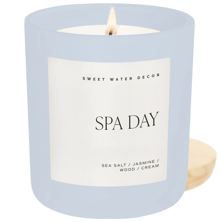 Spa Day Soy Candle - Blue Matte Jar - 15 oz