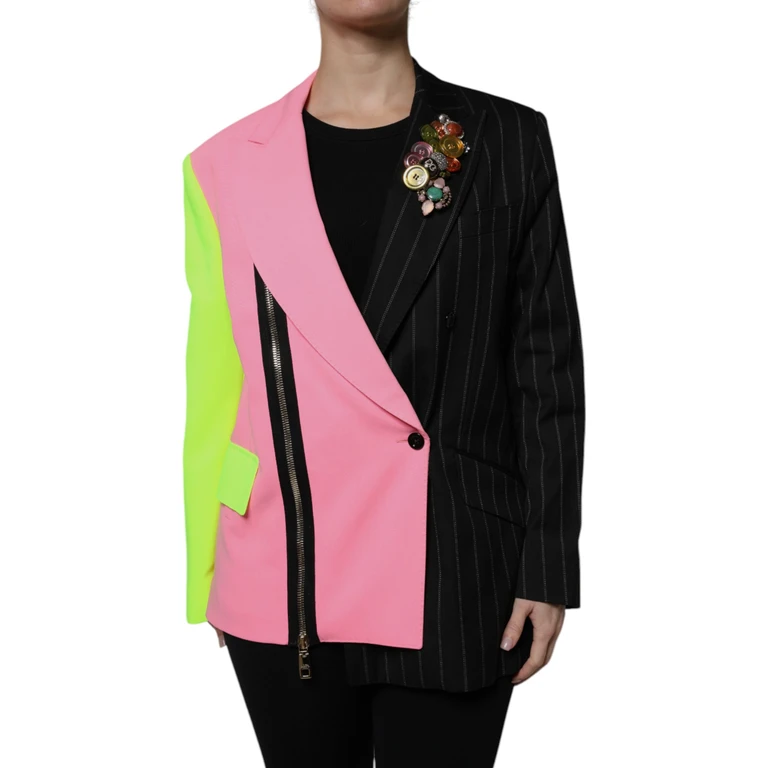 Dolce & Gabbana Multicolor Patchwork Embellished Coat Jacket Clothing - Women