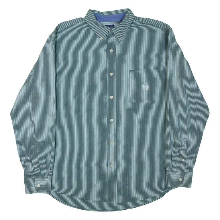 CHAPS Mens Shirt Green Striped Long Sleeve XL
