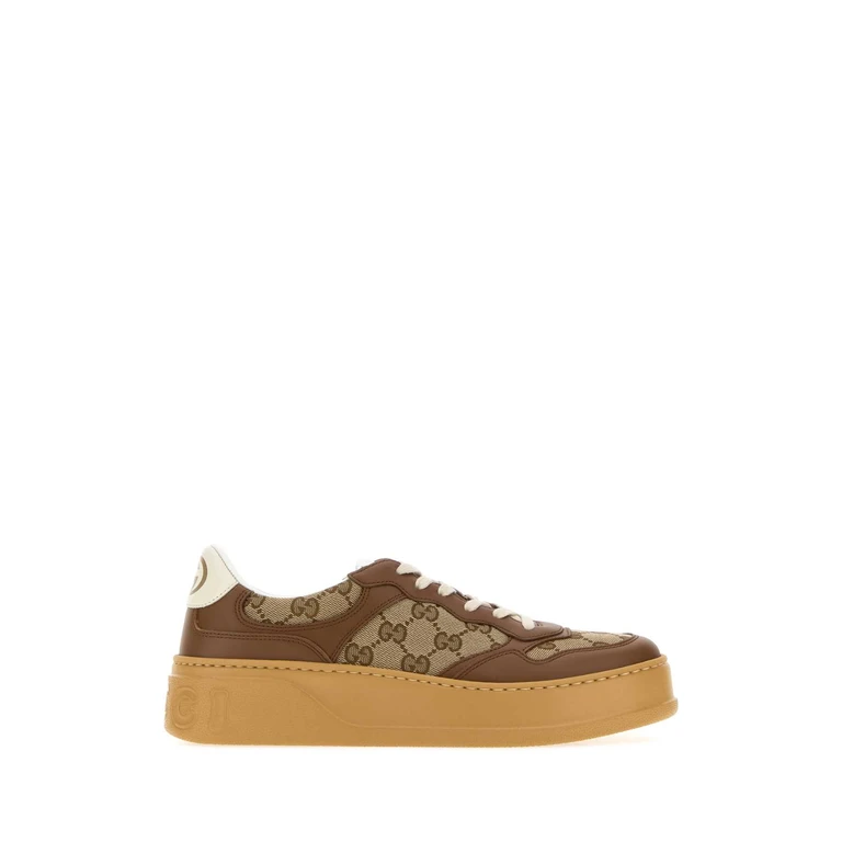 Gucci Gg Fabric And Leather Sneakers 2866 Calf Skin - Women
