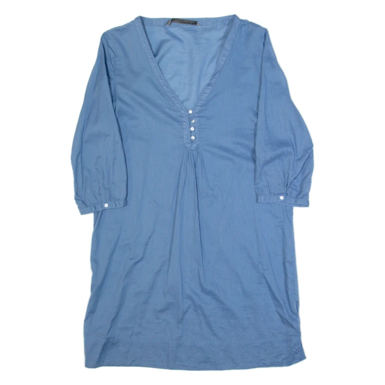 ZARA BASIC Oversized Womens Day Dress Blue Knee Length XS