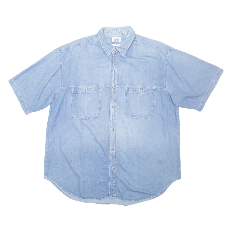 DENIM EXPRESS Mens Denim Shirt Blue Long Sleeve XL