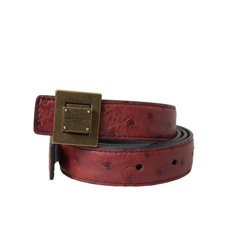 Dolce & Gabbana Brown Leather Square Metal Buckle Belt - Women