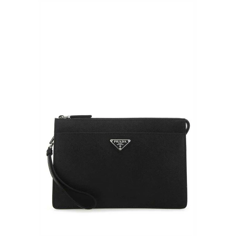 Black Leather Clutch Nero Vitello