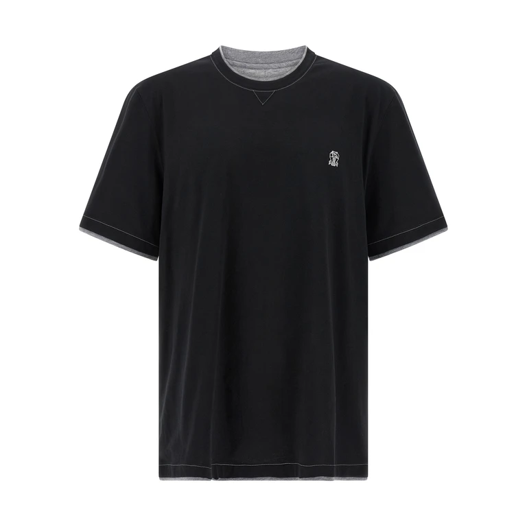 Brunello Cucinelli Black Cotton T-Shirt - Men