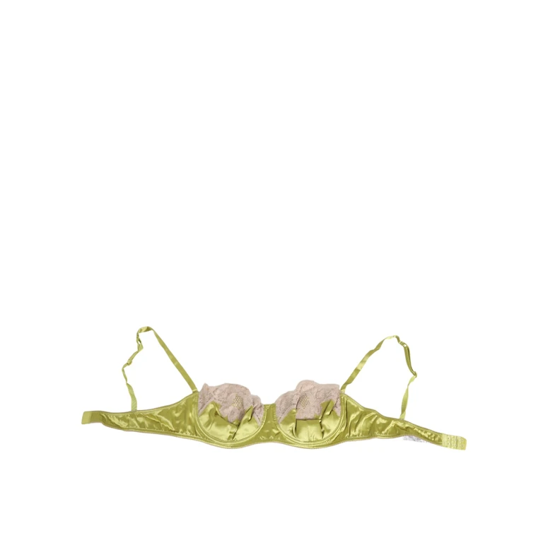 Dolce & Gabbana Lime Green Silk Satin Lace Padded Balconnet Underwear Elastane Clothing - Women