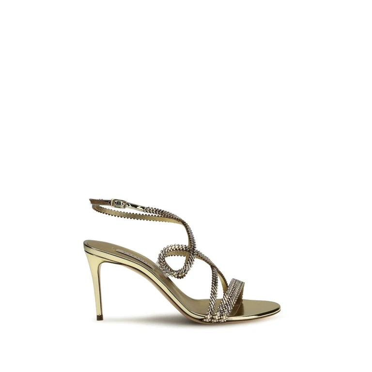 Gold Calf Leather Bos Taurus Stiletto Heel Sandals - Women