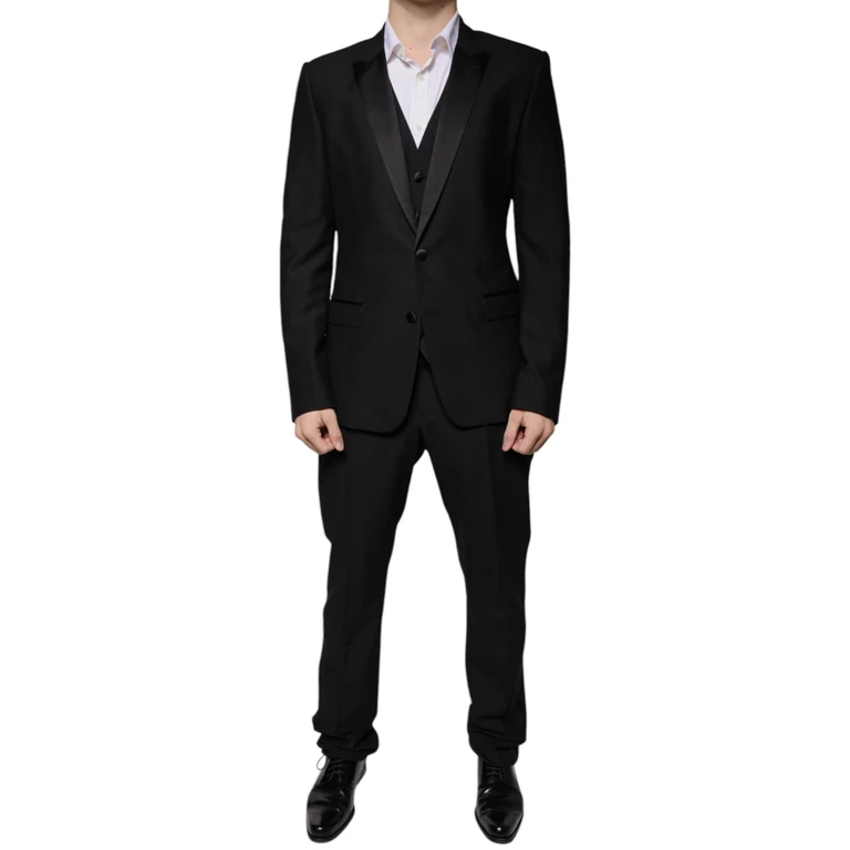 Dolce & Gabbana Black Virgin Wool Tuxedo Clothing - Men