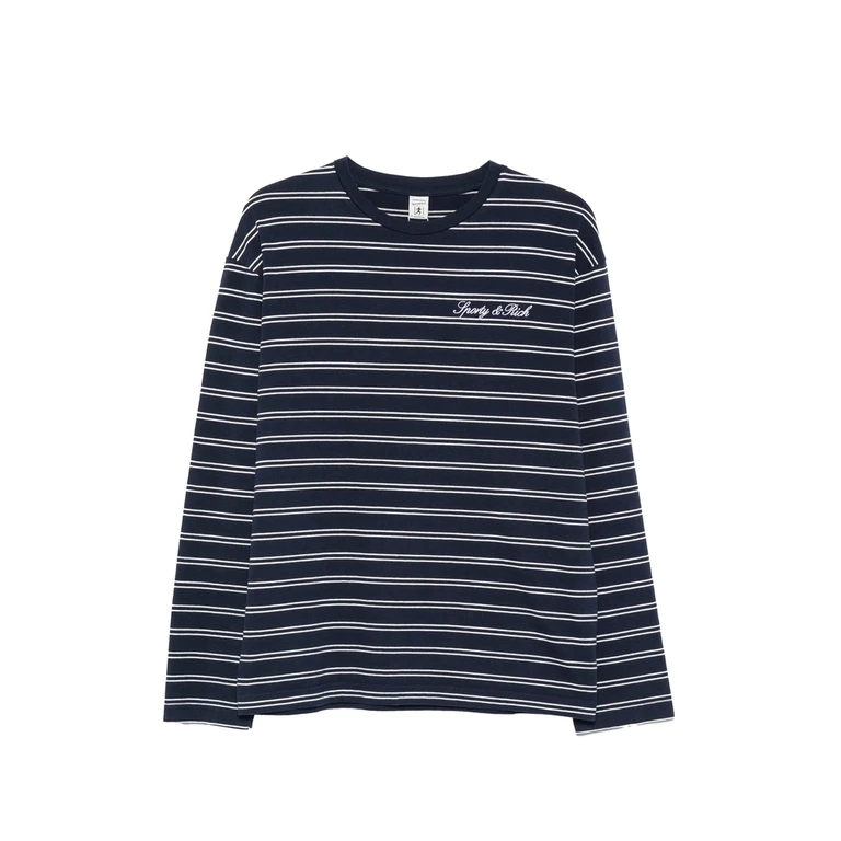Sporty & Rich Signature Logo Striped Long-sleeve T-shirt