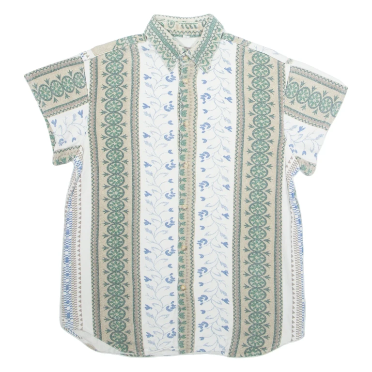 TEDDYS Mens Shirt White Crazy Pattern M