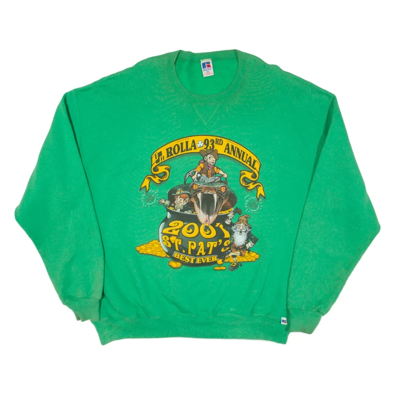 RUSSELL ATHLETIC 2001 St Pat's Best Ever Mens Sweatshirt Green 2XL