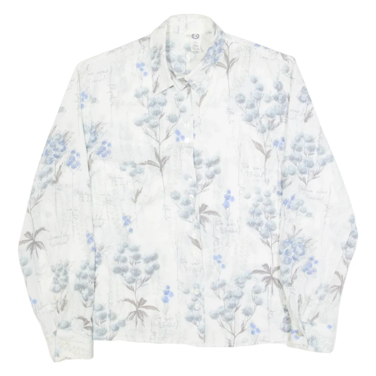 C&A Womens Shirt Cream Floral Long Sleeve M