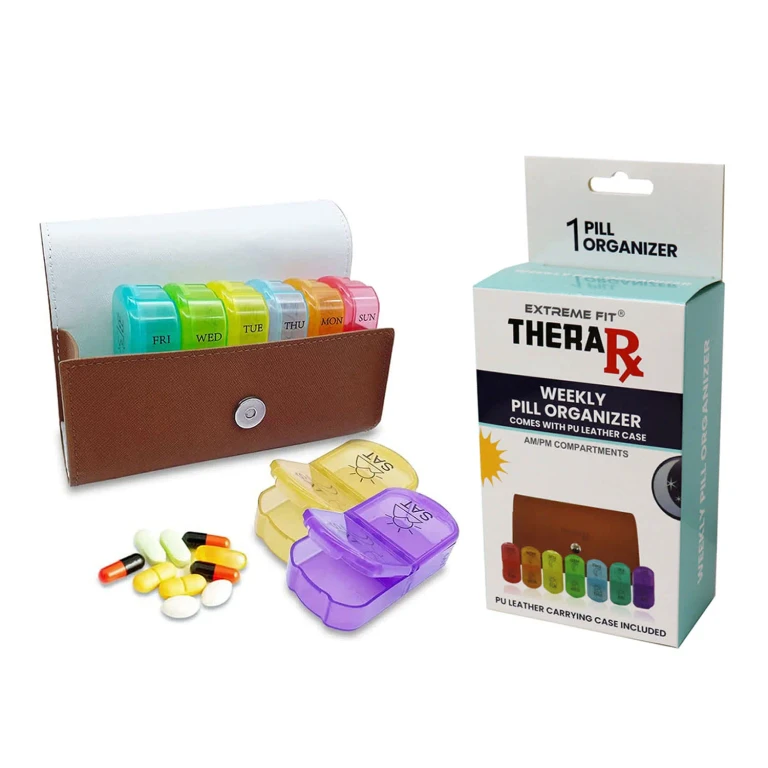 Weekly Pill Organizer 2 Times a Day,AM PM Large Daily Pill Box Medicine Organizer with PU Leather Case for Travel,7 Day Pill Container for Vitamin Fish Oils Supplements