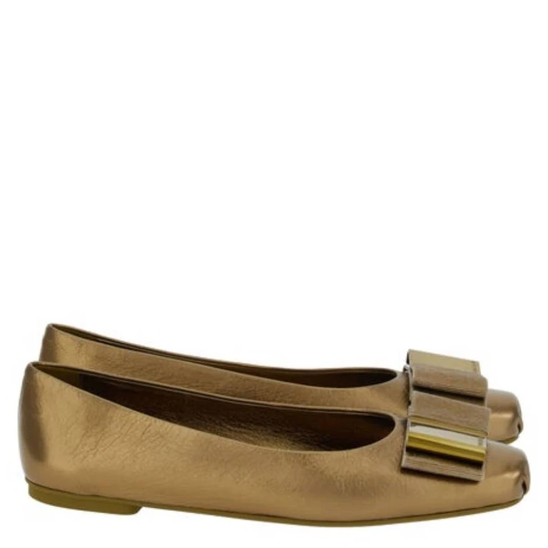 Ferragamo Lina Nappa Ballet Flats, Size 7 C