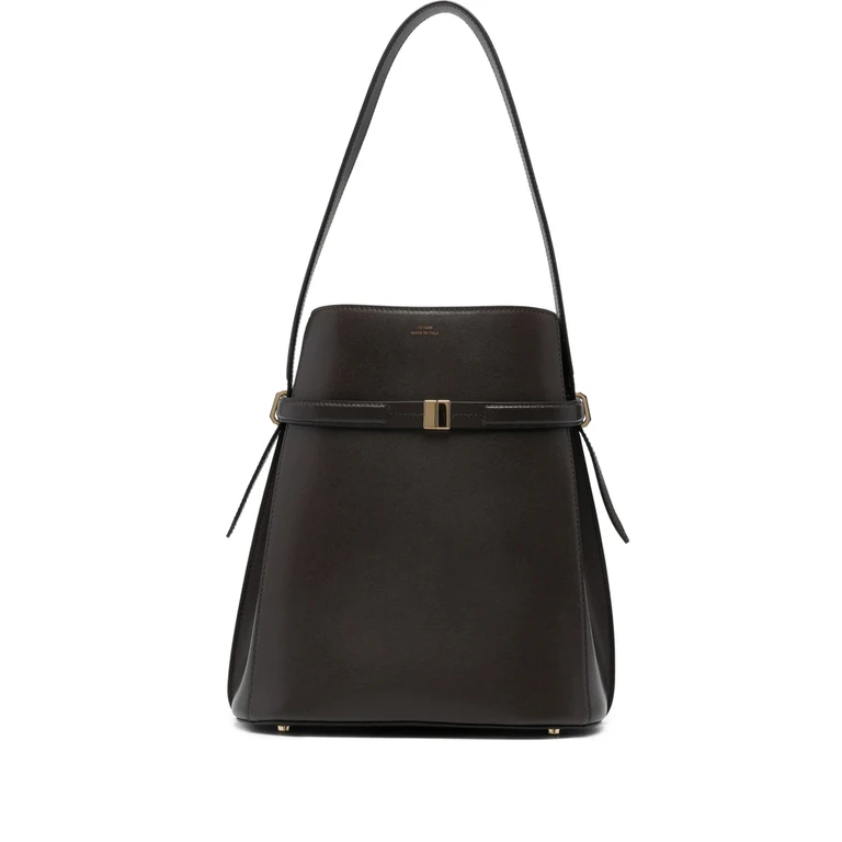 Belted Croco-embossed Bucket Bag
