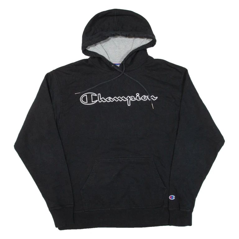 CHAMPION Mens Black Hoodie L