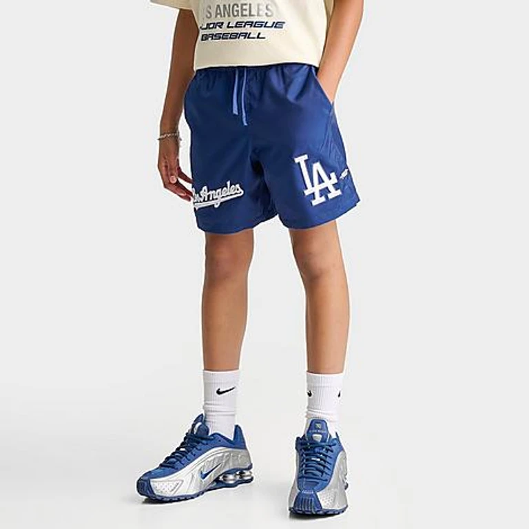 Pro Standard Big Kids Los Angeles Dodgers MLB Woven Shorts in Dodgers Blue Size: Small