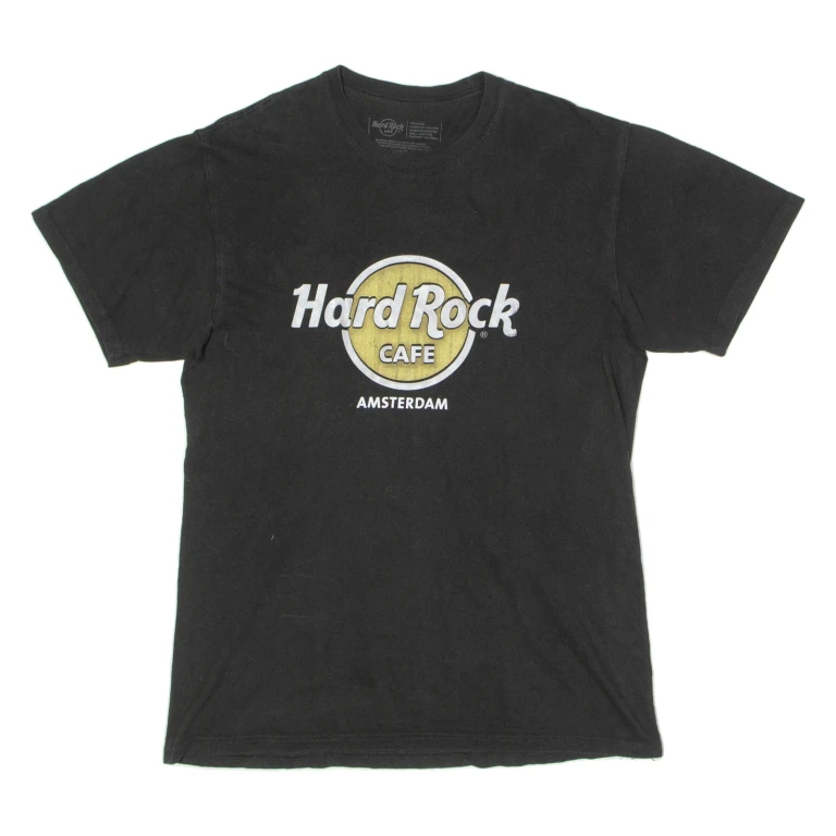 HARD ROCK CAFE Amsterdam Mens T-Shirt Black Crew Neck M
