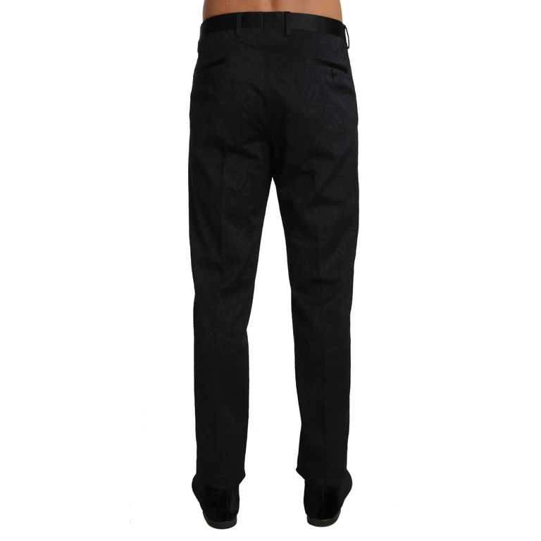 Dolce & Gabbana Black Cotton Brocade Formal Trousers Pants Textile - Men