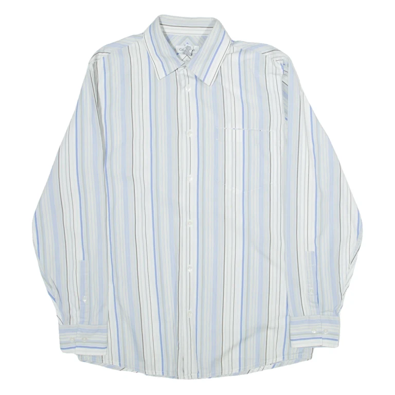 CALVIN KLEIN Mens Shirt Blue Striped Long Sleeve M