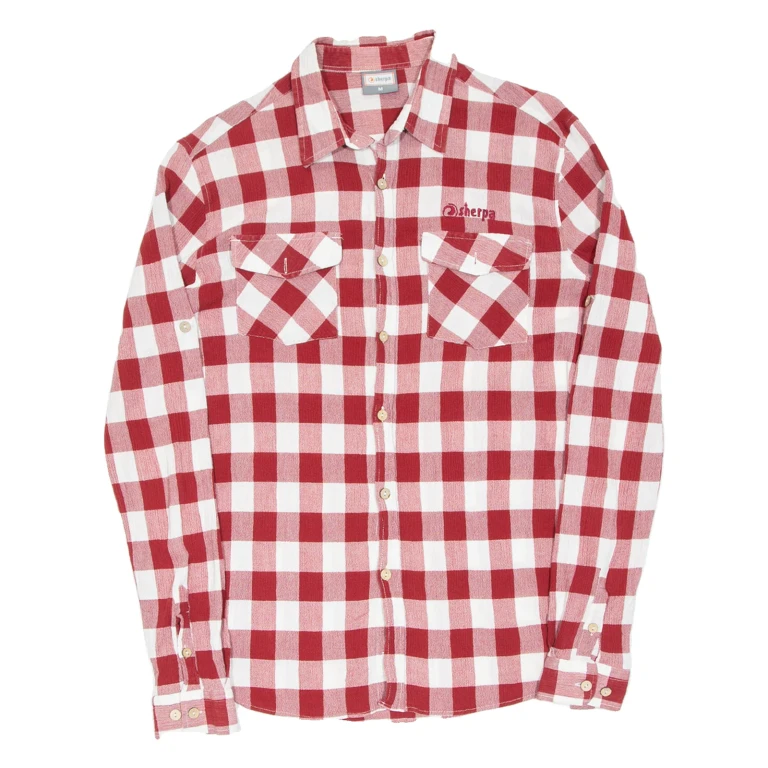 SHERPA Mens Shirt Red Check Long Sleeve M