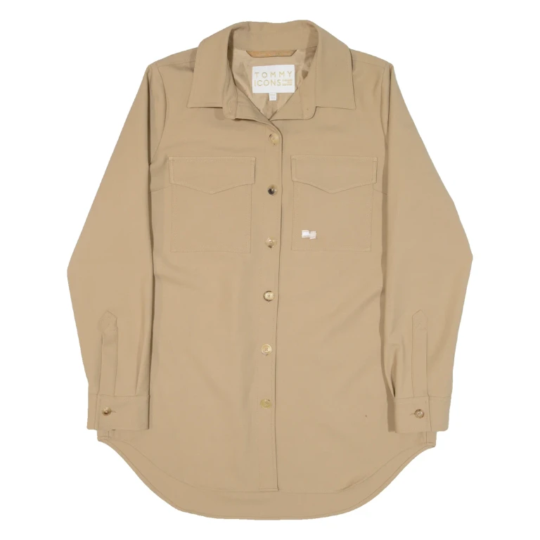TOMMY HILFIGER Overshirt Womens Jacket Beige UK 10