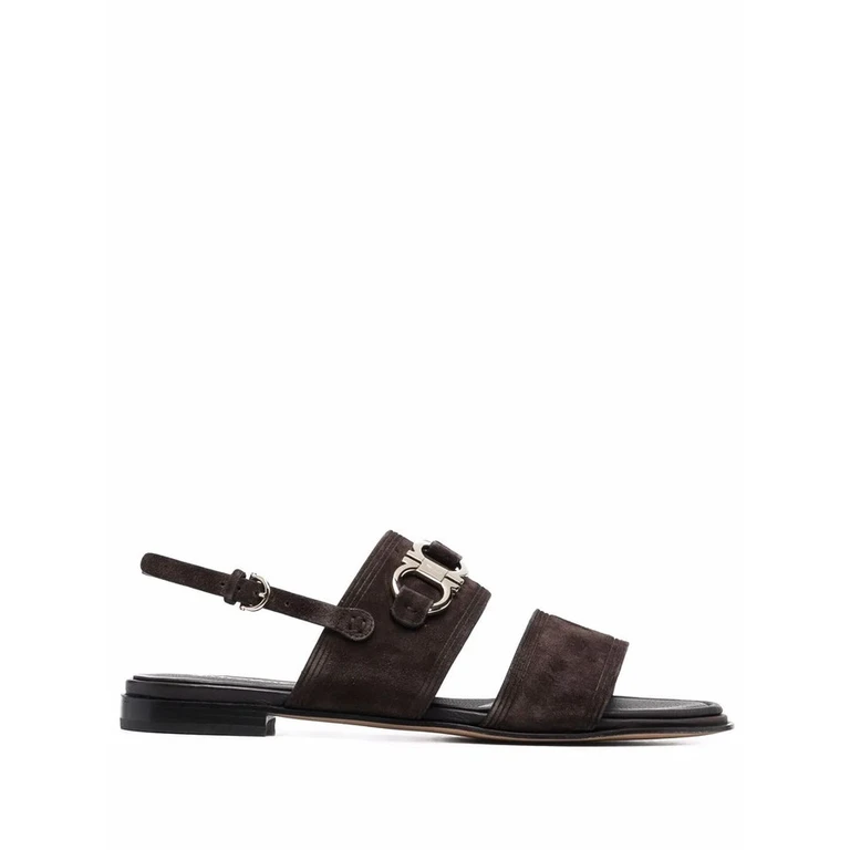 Ferragamo Gancini-Plaque Suede Sandals