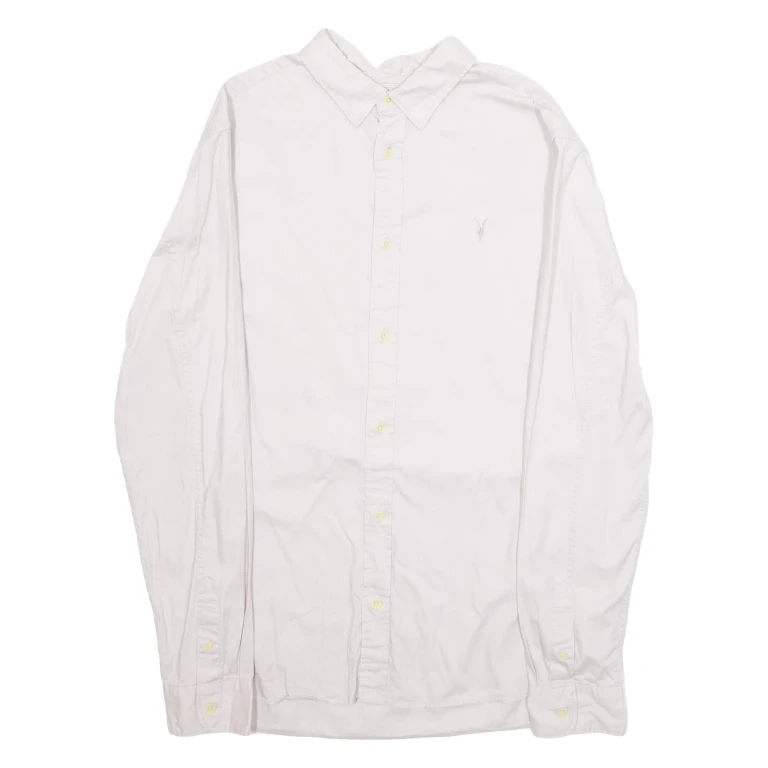 ALL SAINTS Mens Plain Shirt Purple Long Sleeve S