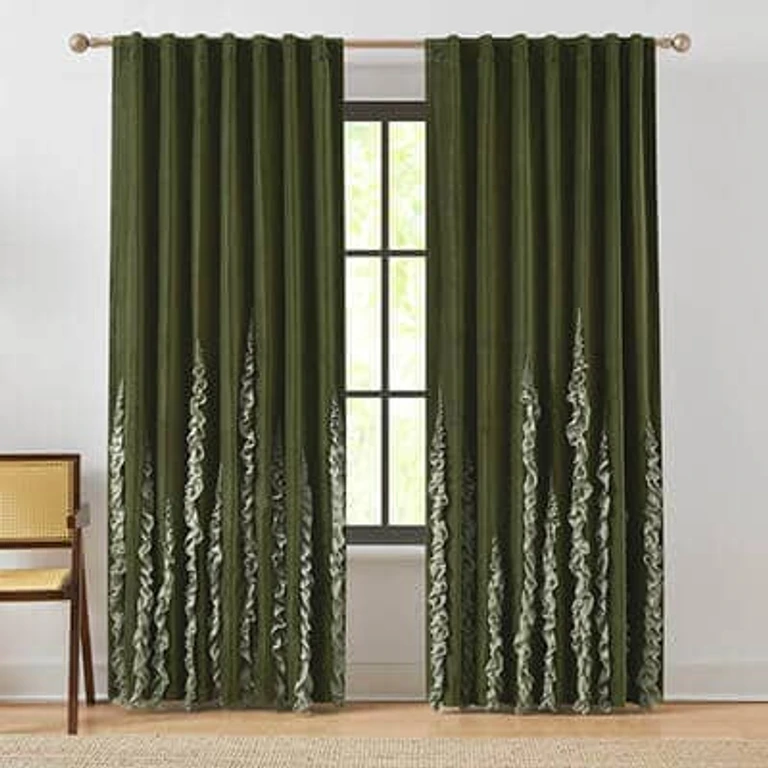Verdant Path Velvet Blackout Window Curtain Panels