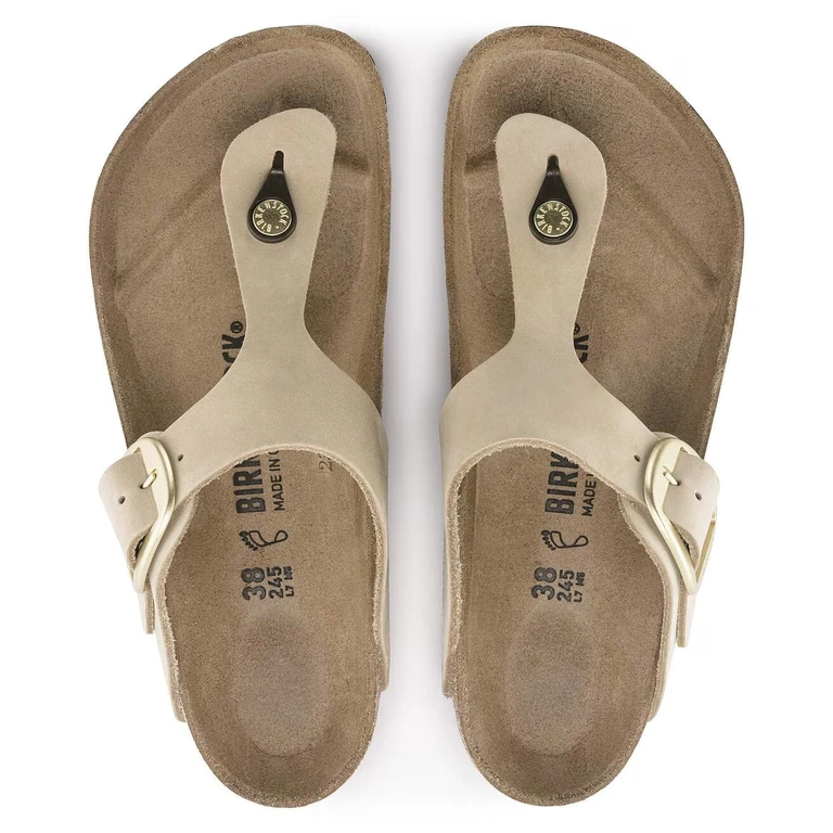 Unisex Gizeh Big Buckle Nubuck Leather Sandcastle