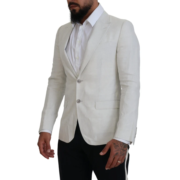 Dolce & Gabbana White Linen Slim Fit Jacket Blazer Clothing - Men