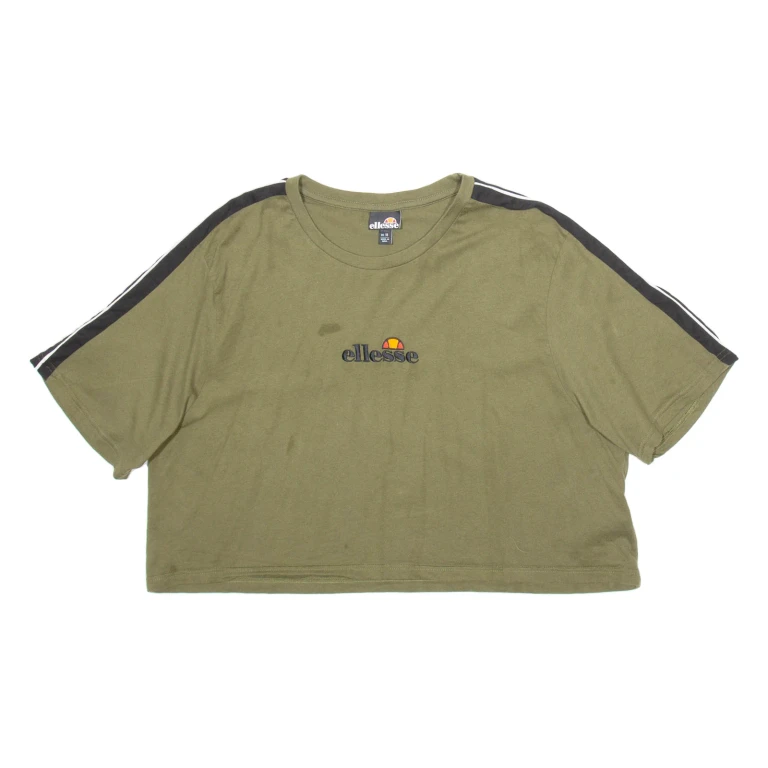 ELLESSE Cropped Womens T-Shirt Green UK 18
