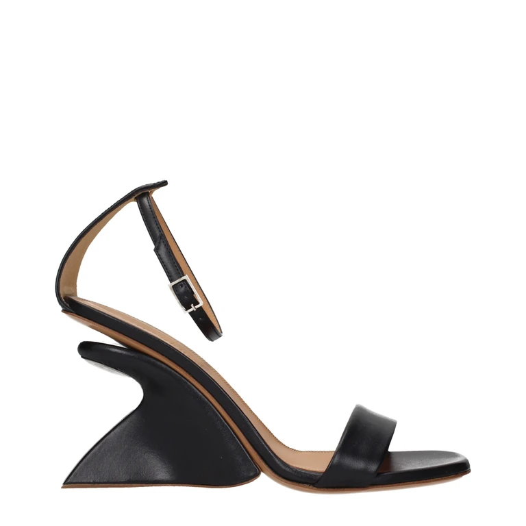 Off-White Black Leather Stiletto Heel Sandals - Women